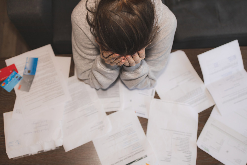 College student stressed over homework