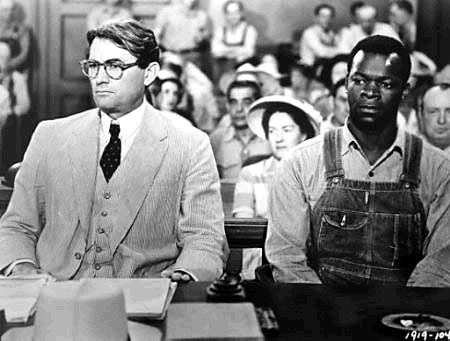 Atticus and Tom Robinson in court