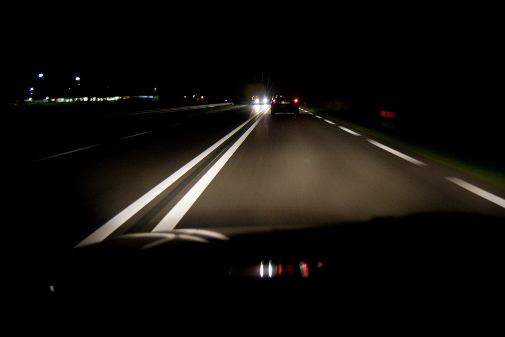 Driving on the road at night