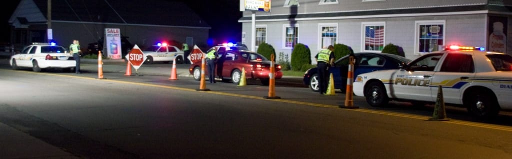 Cars at a DUI check stop