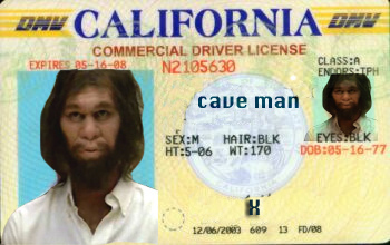 cave man drivers license