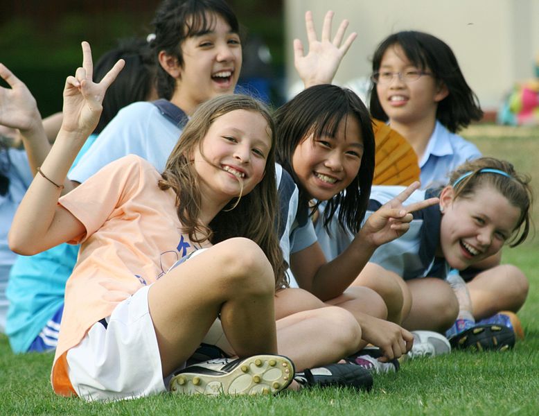 group of international school students