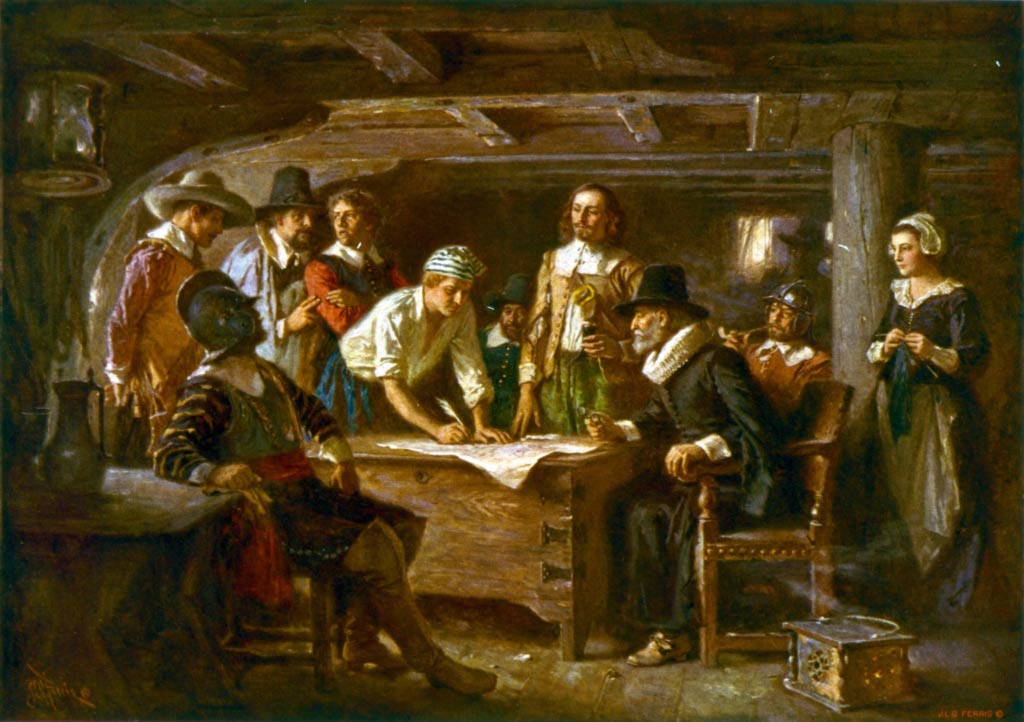 Painting of The Mayflower Compact