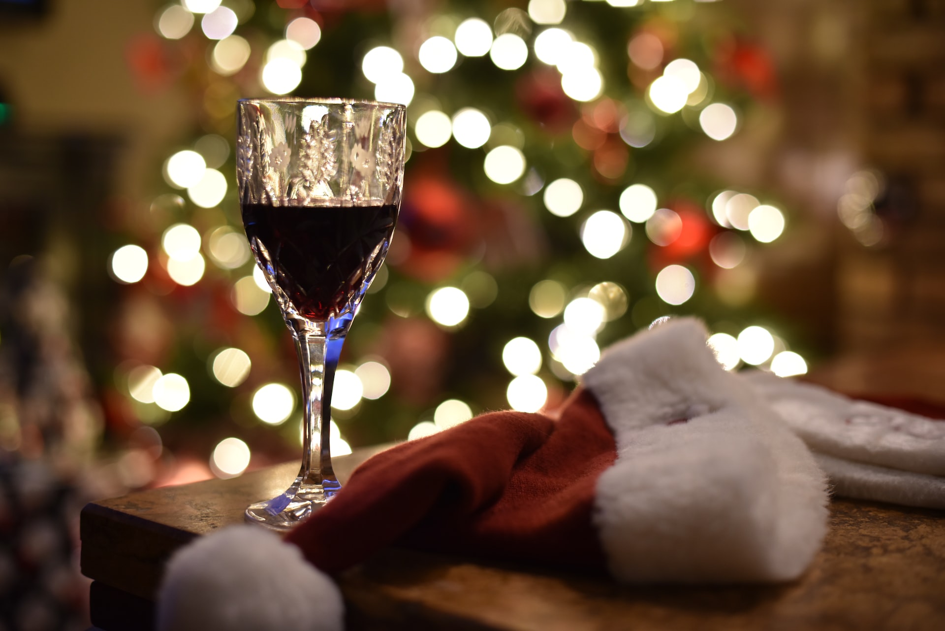 holiday driving tips - glass of wine and santa hat