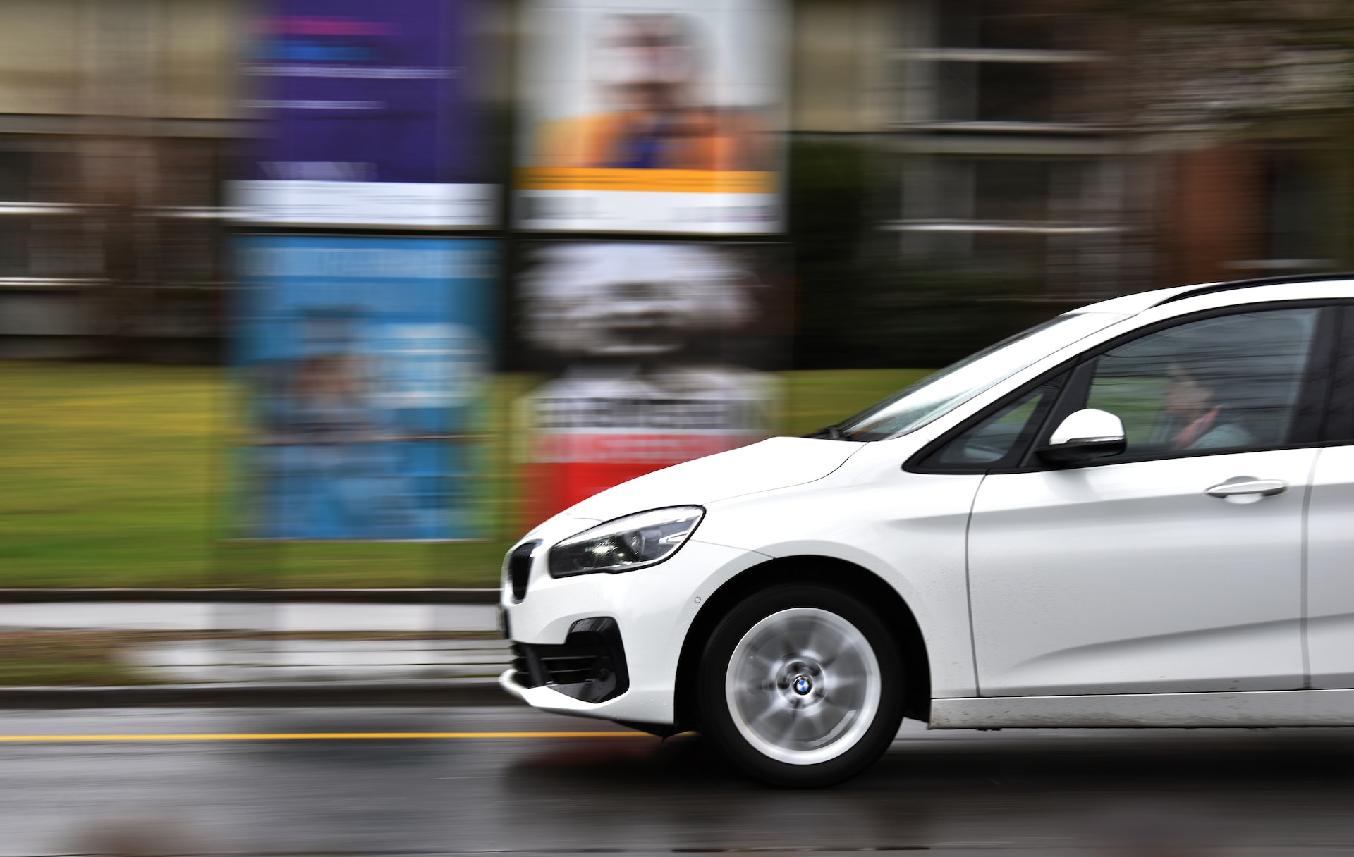 car speeding blurry background